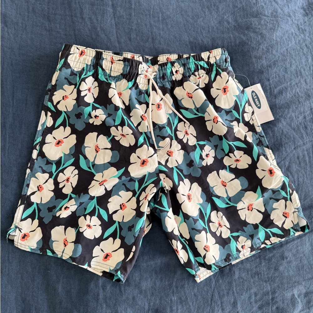 Old Navy Black Floral Men's Swim Shorts